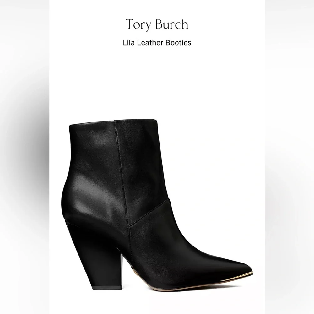 Tory Burch Black Lila Leather Ankle Booties